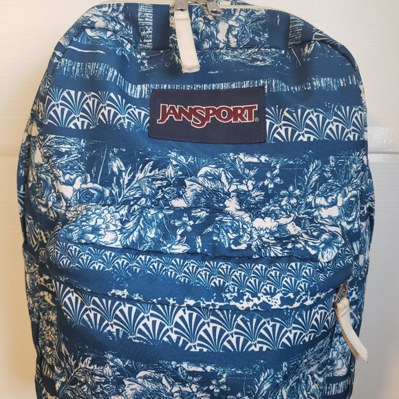 JANSPORT Backpack pattern blue white solid color back shoulder straps bags - Picture 3 of 14